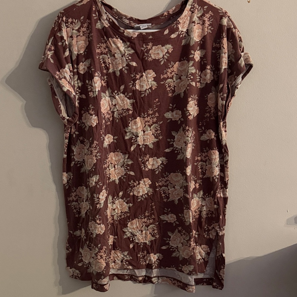 LuLaRoe Floral Brown Short Sleeve Top
